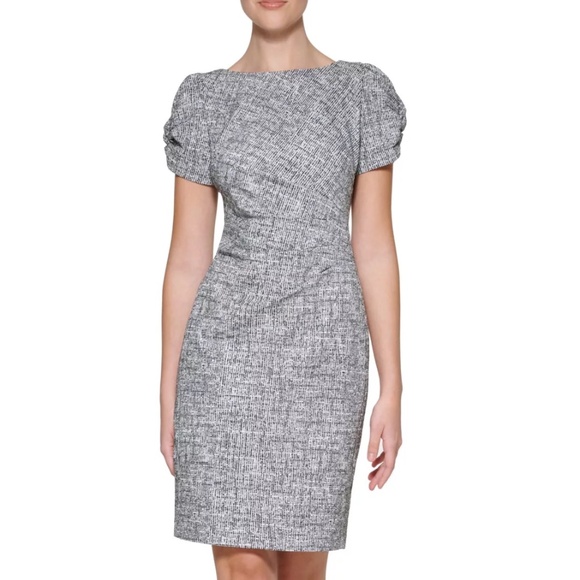 Karl Lagerfeld Dresses & Skirts - Karl Lagerfeld Paris Knit Sheath Black/White Short Sleeve Dress Size 4